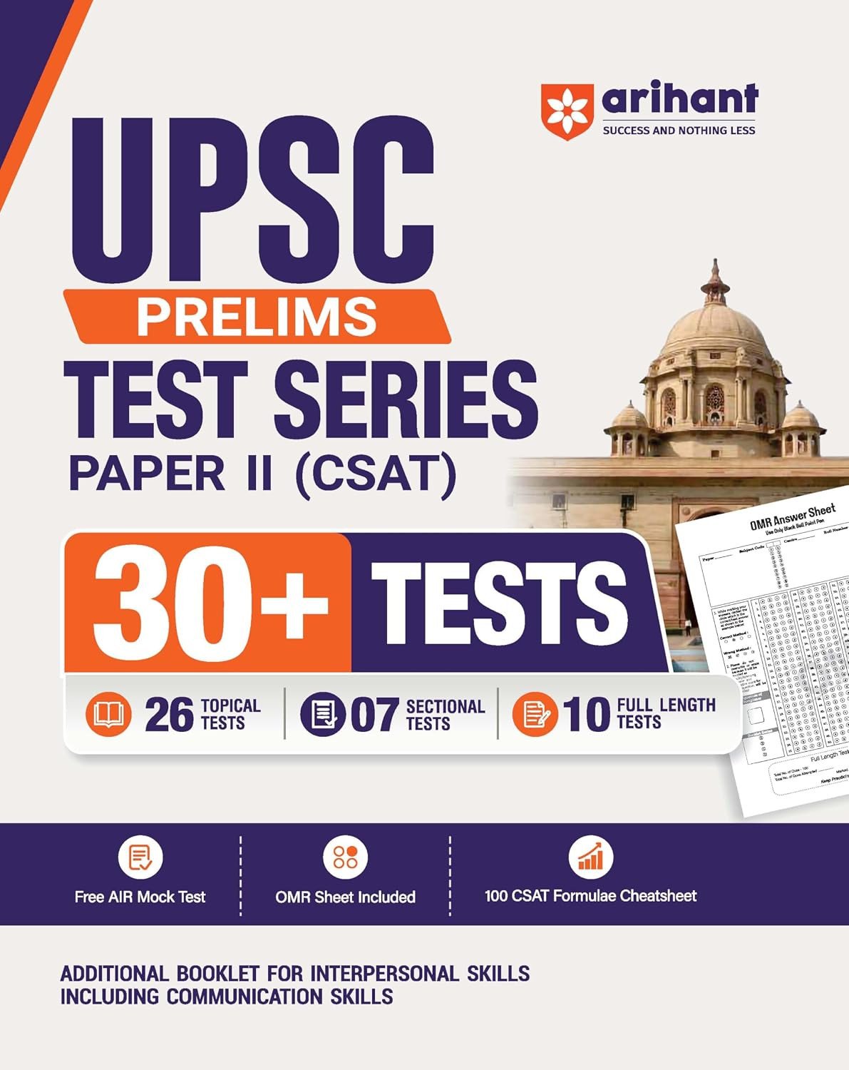 Arihant UPSC Prelims Test Series Paper II (CSAT) | 30+ Tests with OMR Sheets | 26 Topicwise Tests, 7 Sectional Tests & 10 Full-Length Mock Tests