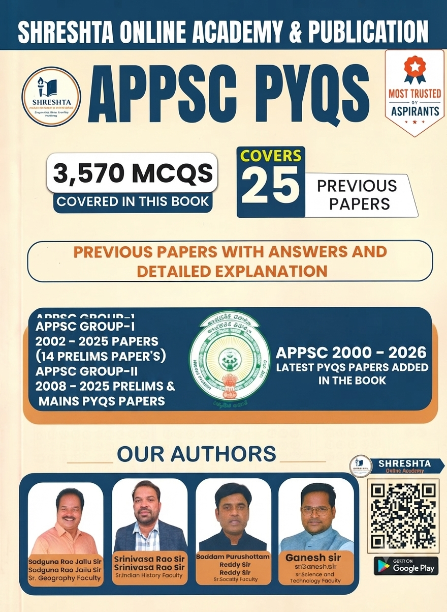 APPSC Group 1 & 2 Previous Papers 2000-2026 | 3570 MCQS & Covers 25 Previous Papers | Prelims & Mains (Engish Medium)