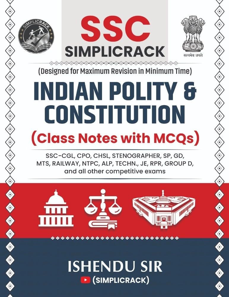 SSC Simplicrack Indian Polity and Constitution Class Notes with MCQs By Ishendu Sir ll  Useful For SSC-CGL, CPO, CHSL, Stenographer, SP, GD, MTS and other competitive exams
